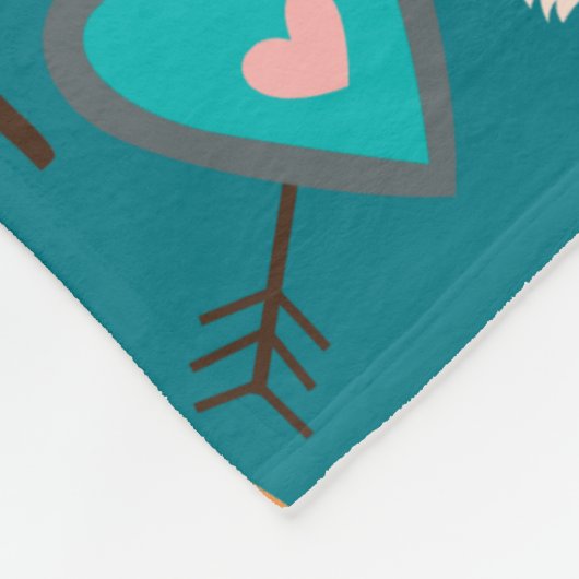 Blauwgroen stampatroon van Fox Fleece Deken (Hoek)