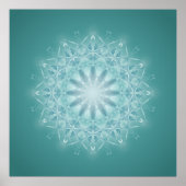 Blauwgroen Star Mandala Poster (Voorkant)