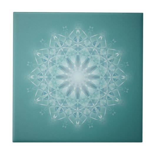 Blauwgroen Star Mandala Tegeltje (Voorkant)