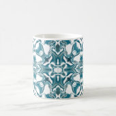Blauwgroen Starburst Kaleidoscope Patroon Koffiemok (Center)