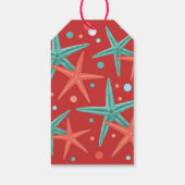Blauwgroen Starfish and Stippen Red Holiday Gift L Cadeaulabel (Achterkant)