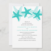 Blauwgroen Starfish Beach bruiloft uitnodiging (Voorkant)