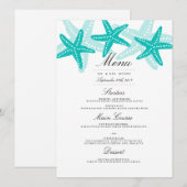 Blauwgroen Starfish Beach Wedding Dinner Menu (Voorkant / Achterkant)