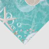 Blauwgroen Starfish & Bubbles Beach Monogram Initi Tissuepapier (Detail)