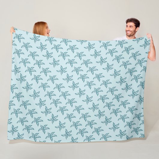 Blauwgroen Starfish Fleece Blanket (In situ)