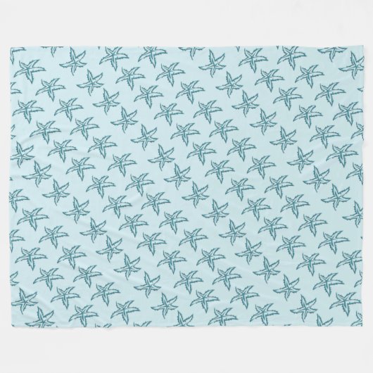 Blauwgroen Starfish Fleece Blanket (Voorkant (Horizontaal))