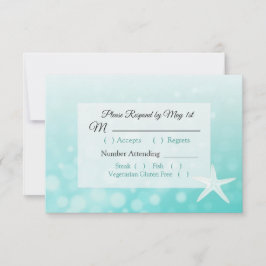 Blauwgroen Starfish Oceanic Wedding RSVP-kaart RSVP Kaartje