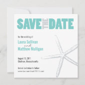 Blauwgroen Starfish Wedding Save the Date (Voorkant)