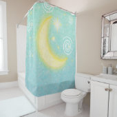 Blauwgroen Starry Moonlight Celestial-winkelboek Douchegordijn (In situ)