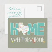 Blauwgroen startpunt, Sweet New Home - Texas Aankondigingskaart (Voorkant / Achterkant)
