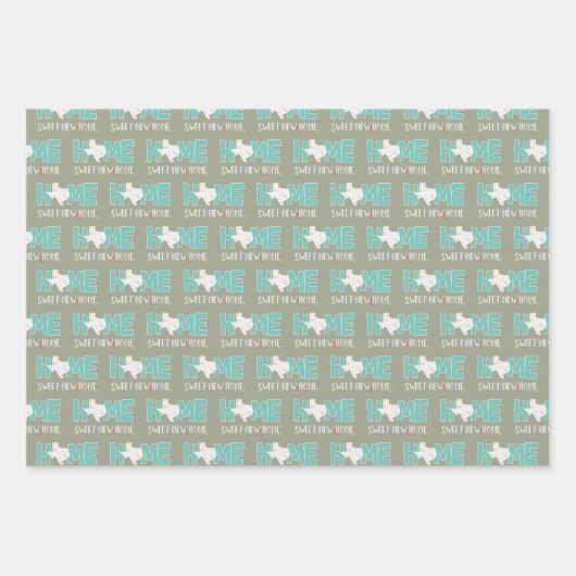 Blauwgroen startpunt, Sweet New Home - Texas Inpakpapier Vel (Voorkant)