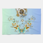 Blauwgroen Steampunk Art,  Mechanisch Ontwerp Theedoek (Horizontaal)