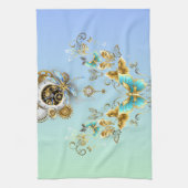 Blauwgroen Steampunk Art,  Mechanisch Ontwerp Theedoek (Verticaal)