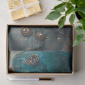 Blauwgroen Steampunk Cat met Blauwgroen Pet Decoup Tissuepapier (Geschenk)