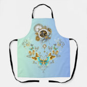 Blauwgroen Steampunk Grafische Kunst, Harmonieuze Schort (Voorkant)