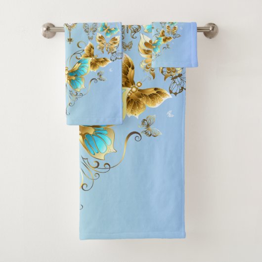 Blauwgroen Steampunk Graphic Art, Mechanical Seren Bad Handdoek (Insitu)