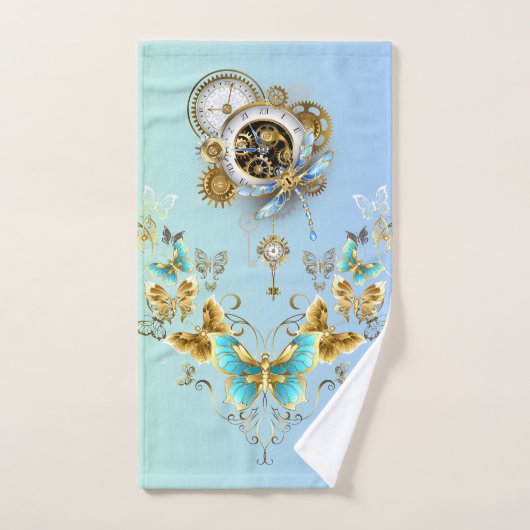 Blauwgroen Steampunk Graphic Art, Mechanical Seren Bad Handdoek (Handdoek)