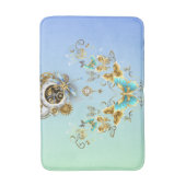 Blauwgroen Steampunk Graphic Art, Mechanical Seren Badmat (Voorkant Verticaal)