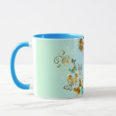 Blauwgroen Steampunk Graphic Art, Mechanical Seren Mok (Links)