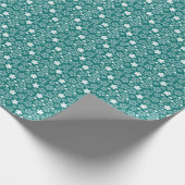 Blauwgroen ster en sneeuwvlok winterpatroon cadeaupapier (Hoek)