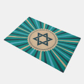 Blauwgroen ster van David Starburst Jewish Deurmat (Schuin)