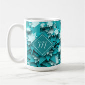 Blauwgroen sterren Monogrammen Koffiemok (Links)