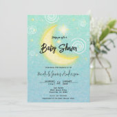 Blauwgroen sterrenlicht hemels Baby shower Kaart (Staand voorkant)