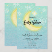 Blauwgroen sterrenlicht hemels Baby shower Kaart (Voorkant / Achterkant)