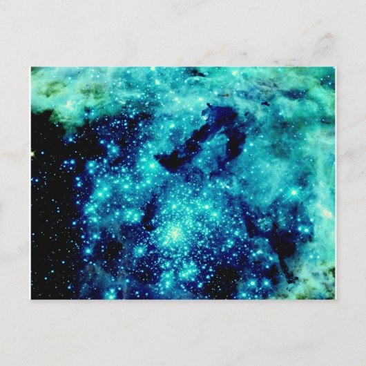 Blauwgroen sterrenstelsel briefkaart (Voorkant)
