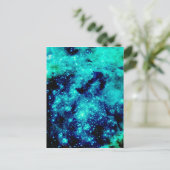 Blauwgroen sterrenstelsel briefkaart (Staand voorkant)