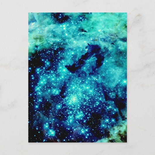 Blauwgroen sterrenstelsel briefkaart (Voorkant)