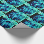 Blauwgroen sterrenstelsel cadeaupapier (Hoek)