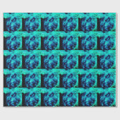 Blauwgroen sterrenstelsel cadeaupapier (Vlak)