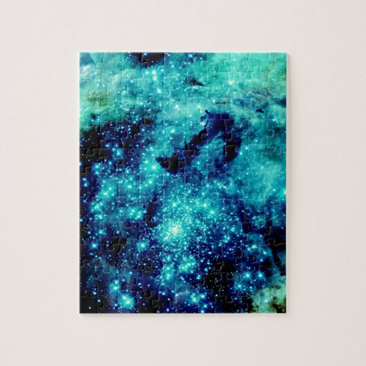 Blauwgroen sterrenstelsel legpuzzel (Verticaal)