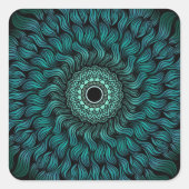 Blauwgroen Sticker Zentangle/Mandala (Voorkant)