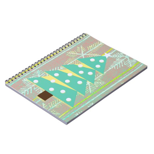 Blauwgroen  Stijl Kerstboom Vakantiedagboek Notitieboek (Linkerzijde)