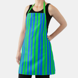Blauwgroen stijlvol strepenpatroonontwerp schort