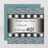 Blauwgroen Stippen 40ste verjaardag Kaart (Voorkant / Achterkant)