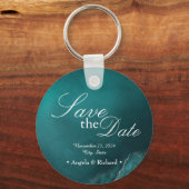 Blauwgroen straling: Circle Save the Date Sleutelh Sleutelhanger (Voorkant)
