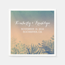 Blauwgroen strand bruiloft servet