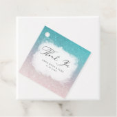 * ~* Blauwgroen strand Glitter Beach AR4 Weddensch Bedankjes Labels (In situ)