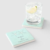 Blauwgroen strand Nautical Weddings Couponnaam Stenen Onderzetter (Zijkant)