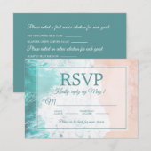 Blauwgroen strand Ocean Sand Wedding RSVP #1 Kaartje (Voorkant / Achterkant)
