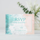 Blauwgroen strand Ocean Sand Wedding RSVP #2.2 (Staand voorkant)