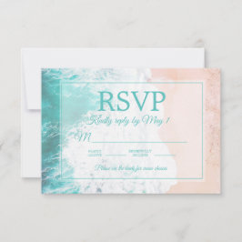 Blauwgroen strand Ocean Sand Wedding RSVP #2.2 Kaartje
