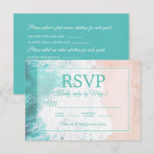 Blauwgroen strand Ocean Sand Wedding RSVP #2 Kaartje (Voorkant / Achterkant)