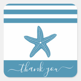  blauwgroen strand van de zeester dank u manuscrip vierkante sticker