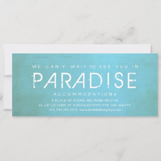 Blauwgroen strand Zie je in Mexico Wedding Boardin Kaart (Achterkant)