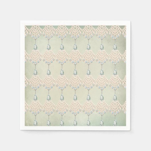 blauwgroen strass steentjes Victoriaans elegant c Servet (Voorkant)
