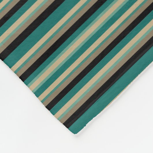 Blauwgroen Streep Casual Autodeken Fleece Deken (Hoek)